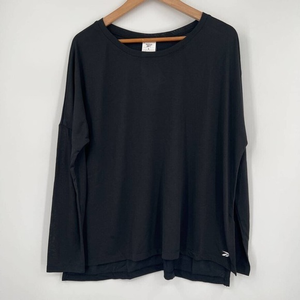 Reebok Womens Pullover Top T-Shirt Black Long Sleeve Workout Supremium L‎ New